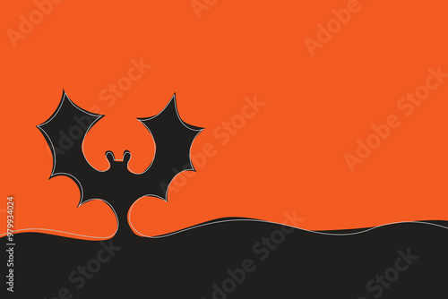 Obraz na płótnie Abstract Bat for Halloween Continuous One Line Drawing. Black and white vector illustration. w salonie