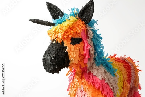 Donkey pinata seen from the front on white background photo