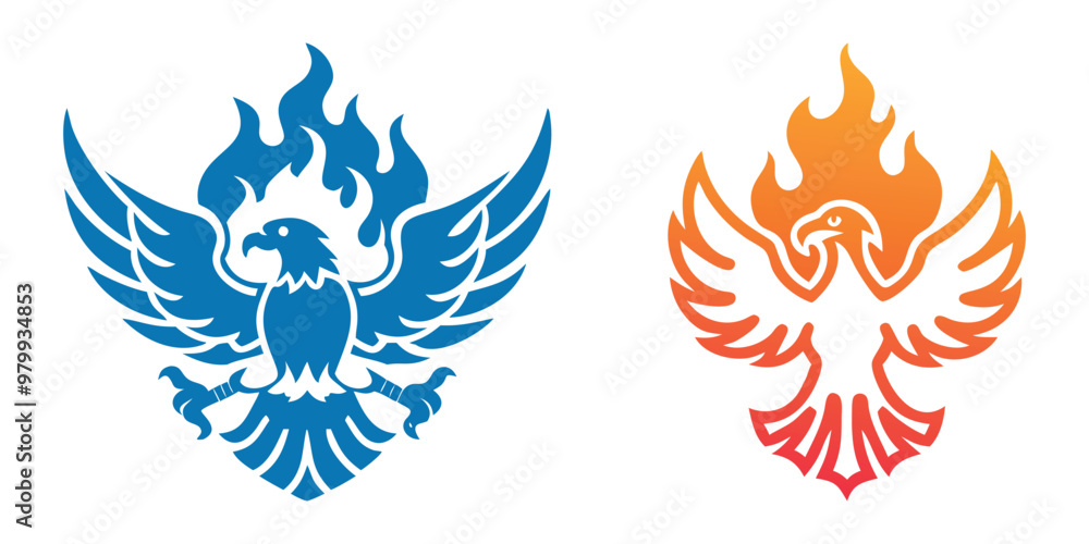 Burning Eagle Logo Set Burning Eagle Logo Set