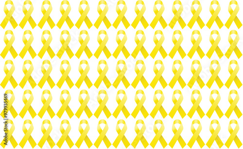 Yellow Ribbon awareness icon background repeated pattern. A symbol for the fight to return hostages held by Hamas in Gaza