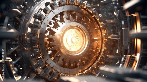 Wallpaper Mural Technology or industrial background with abstract metallic gears in mechanism Torontodigital.ca