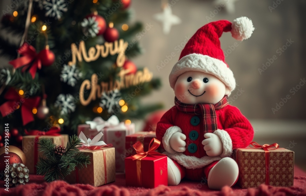 Christmas background with cuddly toys. Christmas background with cuddly toys.