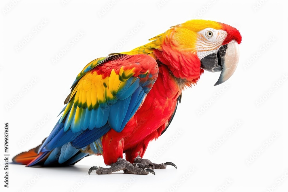 Fototapeta premium Macaw parrot on white background