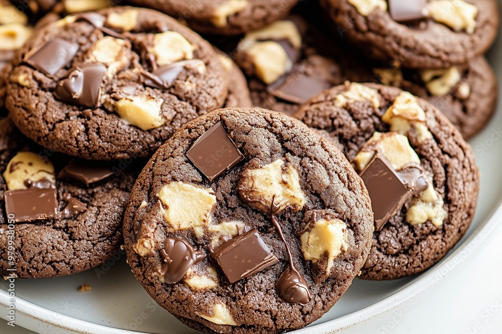 Fototapeta premium Chocolate cookies with peanut butter chips