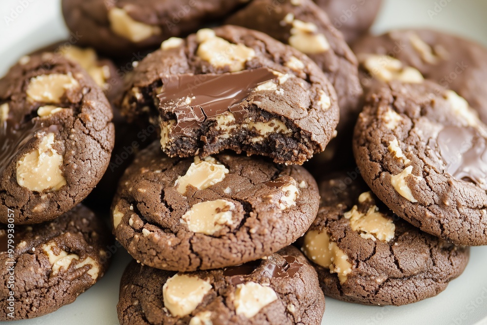 Chocolate cookies with peanut butter chips Chocolate cookies with peanut butter chips