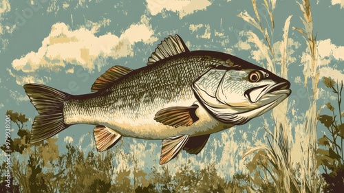 Largemouth Bass Fish Illustration - Vintage Nature Art