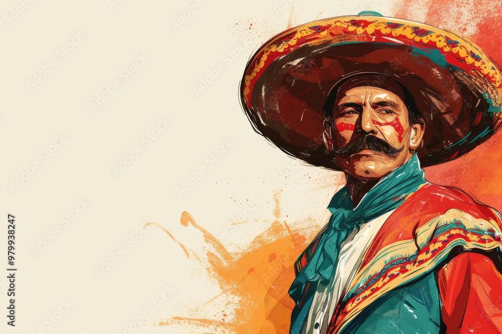 Fototapeta premium Mariachi hat worn by traditional Mexican man