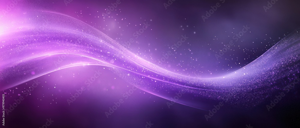 Fototapeta premium Abstract Purple Wave with Glimmering Lights