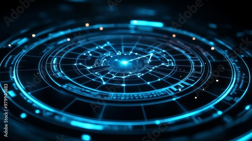 Digital star chart, holographic zodiac, tech interface