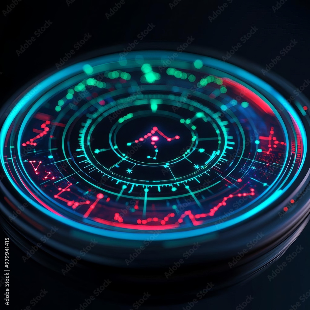 custom made wallpaper toronto digitalFuturistic horoscope, holographic zodiac wheel, interactive AI display, sleek black background