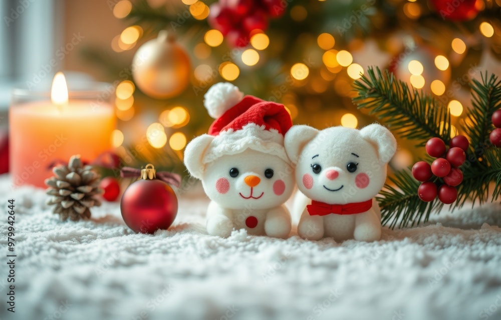 Christmas background with cuddly toys. Christmas background with cuddly toys.