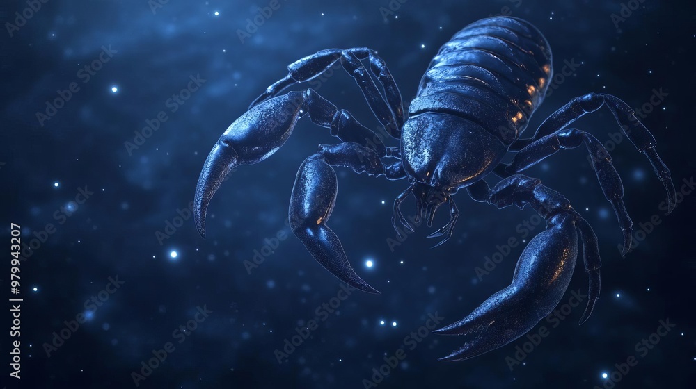 Scorpio symbol cloaked in dark mist with bright stars, a representation of mystery and intensity Scorpio symbol cloaked in dark mist with bright stars, a representation of mystery and intensity