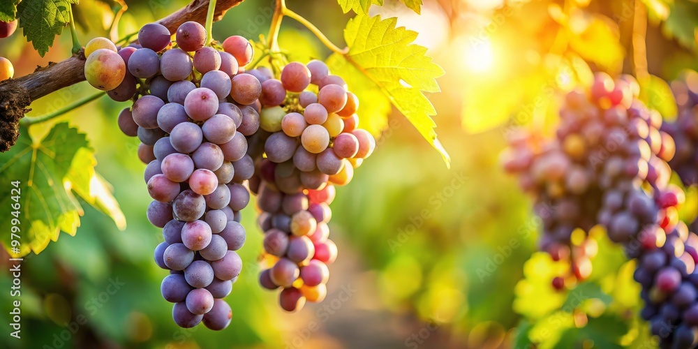 Sunlight Dappled Grapes Hanging on Vine, Close-up, Vineyard, Summer, Harvest ,grapes, vineyard Sunlight Dappled Grapes Hanging on Vine, Close-up, Vineyard, Summer, Harvest ,grapes, vineyard