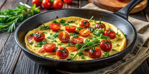 Tomato and Herb Omelet in Cast Iron Skillet, Omelet, Breakfast, Recipe