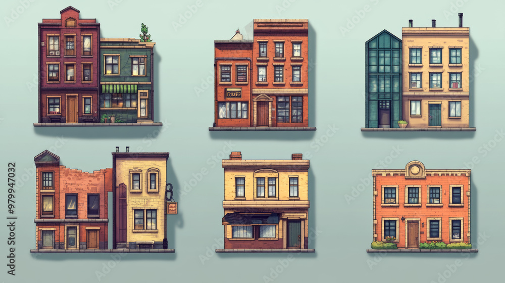 Creating retro-style building icons for use in games. Creating retro-style building icons for use in games.