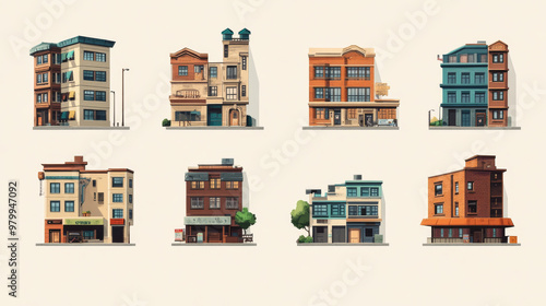 Creating retro-style building icons for use in games.