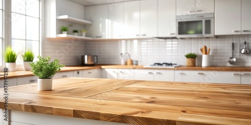 Wooden Kitchen Countertop with Blurred Background, kitchen countertop, countertop, kitchen