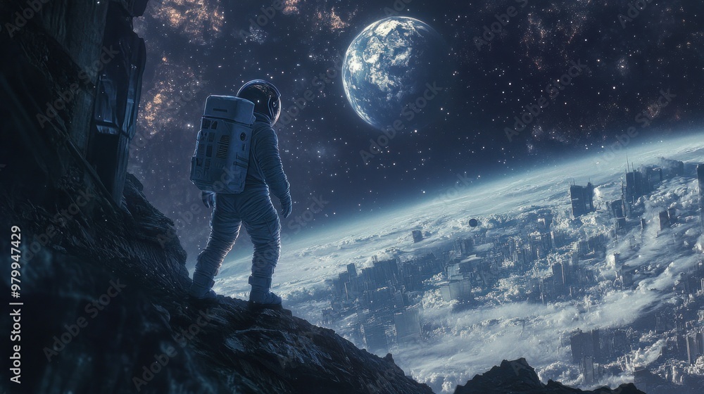 Obraz premium Astronaut Contemplating Earth