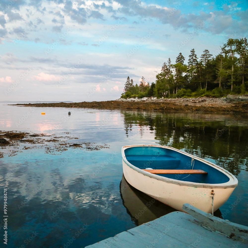 Sunset Reflection and Boat at Hancock Point, Maine Sunset Reflection and Boat at Hancock Point, Maine