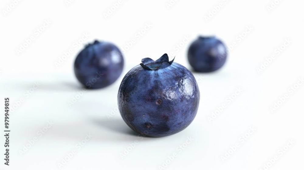A cluster of ripe blueberries on a clean, white surface A cluster of ripe blueberries on a clean, white surface