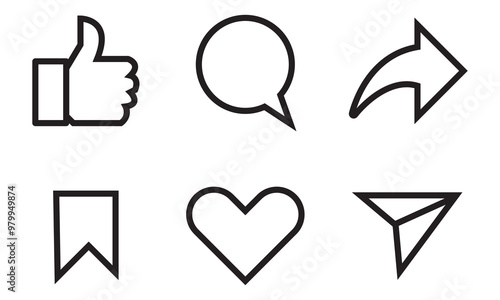 
 Save to Library
 Download Preview Preview Crop
 Find Similar
 
File #:  976458716
Like, comment, share and save icon set. social media notification icons , love favorite heart flat icons, post react