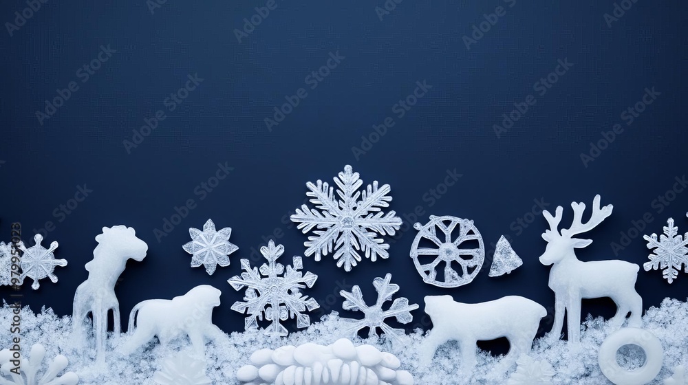 Zodiac symbols crafted from ice and snowflakes, under a cold, crisp winter night sky Zodiac symbols crafted from ice and snowflakes, under a cold, crisp winter night sky