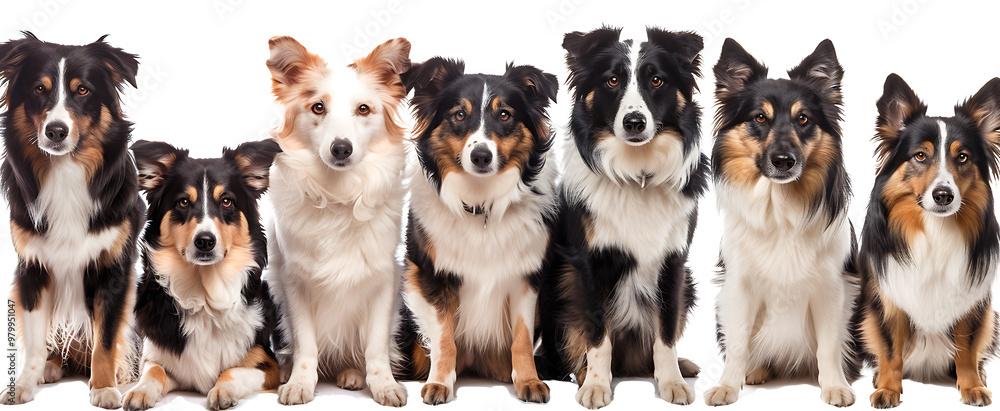 Obraz premium Collection of Happy Border Collie Dogs Portraits: Showcasing the Energetic and Expressive Faces of These Intelligent and Affectionate Dogs in Various Poses