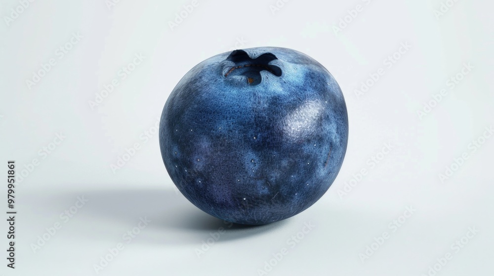 A high-quality image of a single blueberry on a white surface, perfect for use in food-related designs or as a decorative element A high-quality image of a single blueberry on a white surface, perfect for use in food-related designs or as a decorative element
