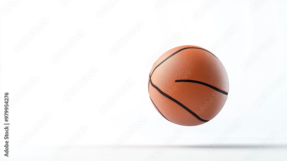 Falling Basketball Ball isolated on white background, selective focus .generative ai Falling Basketball Ball isolated on white background, selective focus .generative ai