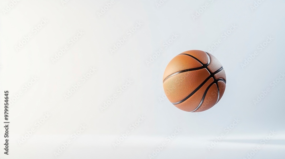 Falling Basketball Ball isolated on white background, selective focus .generative ai Falling Basketball Ball isolated on white background, selective focus .generative ai