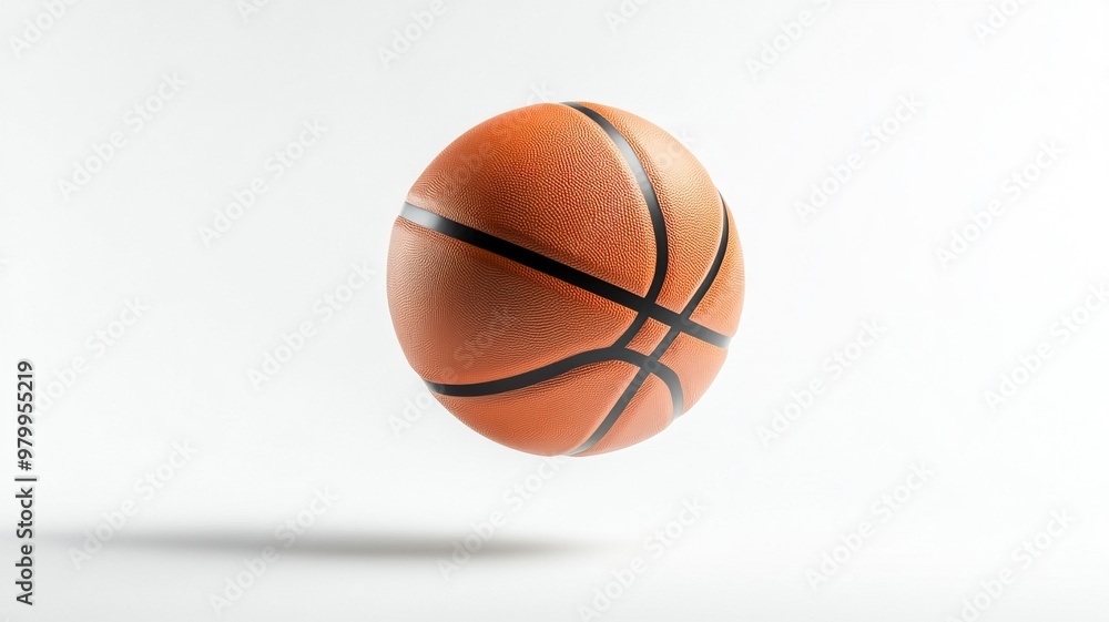 Falling Basketball Ball isolated on white background, selective focus .generative ai Falling Basketball Ball isolated on white background, selective focus .generative ai