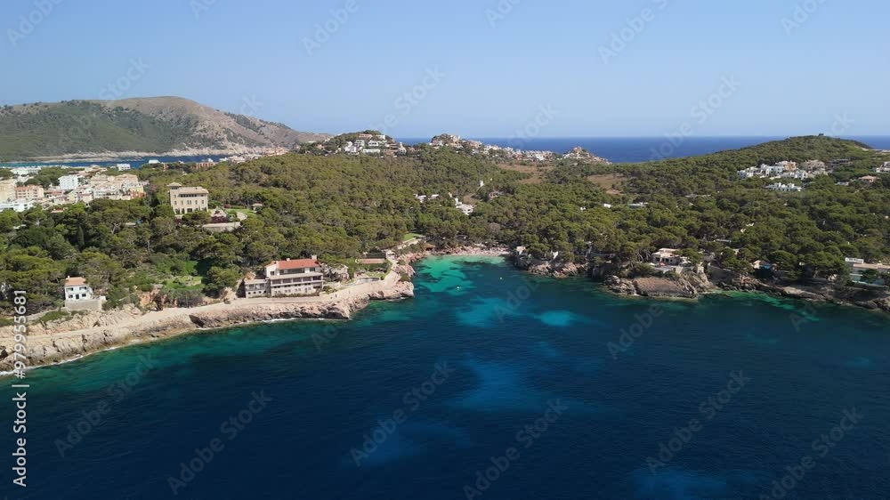 Aerial view of turquoise sea on Mallorca Coastline, Summer Travel destination Aerial view of turquoise sea on Mallorca Coastline, Summer Travel destination