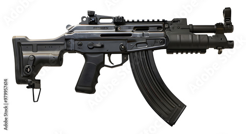 Isolated submachine gun png military weapon png commando rifle transparent background