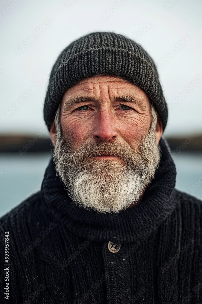 Portrait of an Icelandic fisherman in traditional knitwear, Iceland Portrait of an Icelandic fisherman in traditional knitwear, Iceland