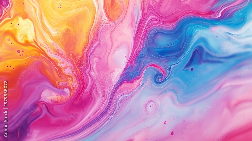 Fototapeta premium Flowing Pink and Blue Fluid Art with Bright Accents