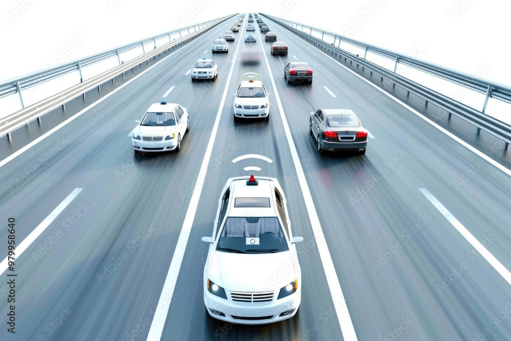 A crowded highway with many vehicles moving in different directions, ideal for illustrating transportation or urban scenes A crowded highway with many vehicles moving in different directions, ideal for illustrating transportation or urban scenes