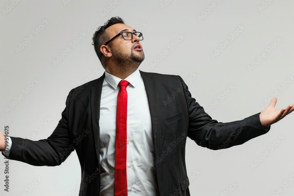 A man wearing a formal outfit with a red tie, great for business or corporate use A man wearing a formal outfit with a red tie, great for business or corporate use