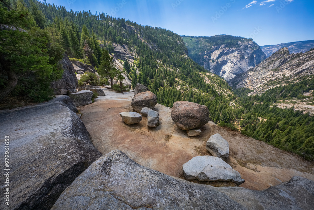 waterfall at the mist trail in yosemite national park, california