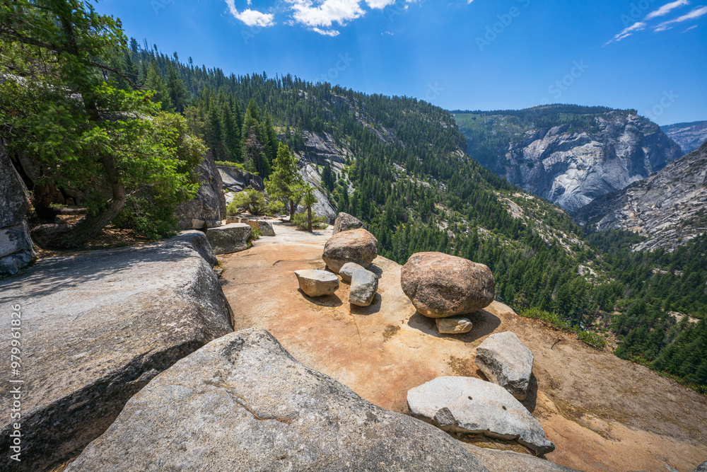 waterfall at the mist trail in yosemite national park, california