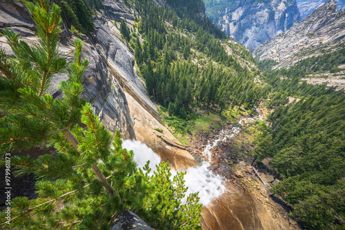 waterfall at the mist trail in yosemite national park, california