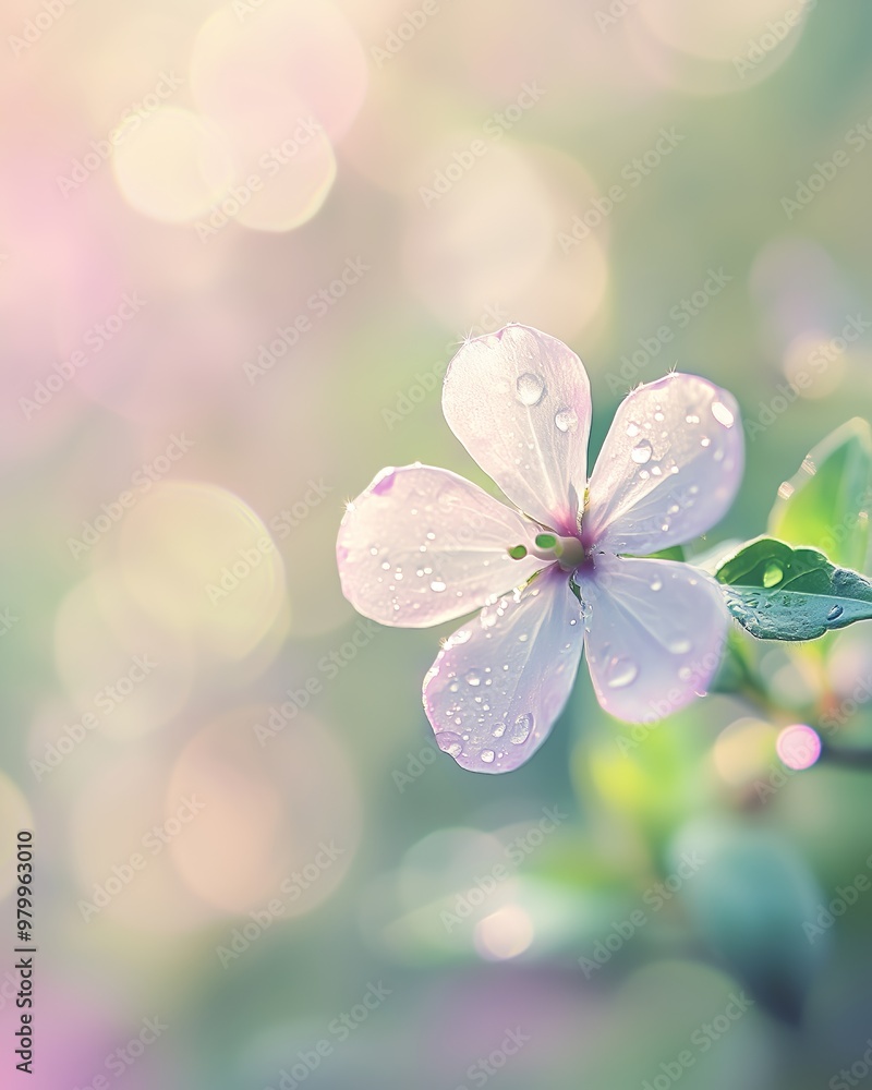 A delicate flower in soft focus, surrounded by pastel colors and morning dew, evokes calm beauty. A delicate flower in soft focus, surrounded by pastel colors and morning dew, evokes calm beauty.
