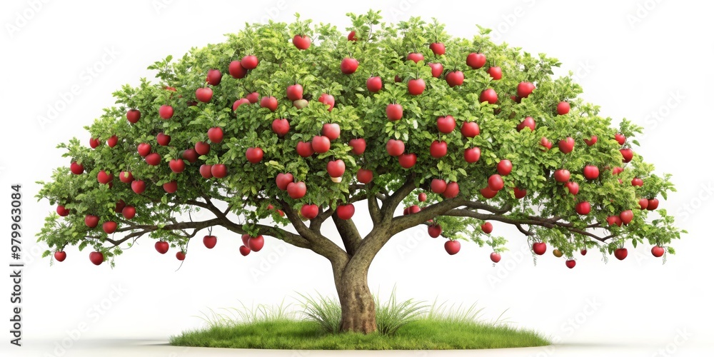A Full Apple Tree, 3D Rendered Image, Isolated White Background, Apple, Nature, Tree, Fruit A Full Apple Tree, 3D Rendered Image, Isolated White Background, Apple, Nature, Tree, Fruit