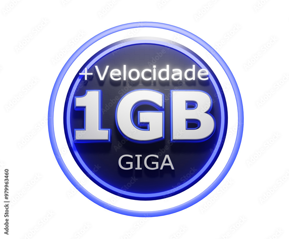 1GB Internet Badge 3D: High-Speed Digital Connection Seal 1GB Internet Badge 3D: High-Speed Digital Connection Seal