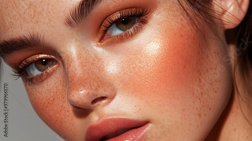 Close-Up of Autumn Makeup with Bronzer photo