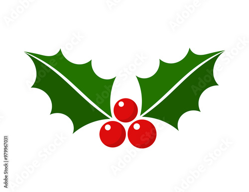 Christmas holly berries icon. PNG illustration.