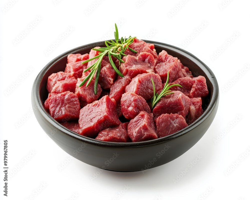 Beef in bowl on white background Beef in bowl on white background