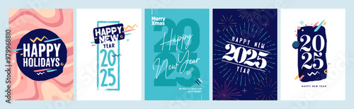 Christmas and New Year Greeting Cards. Vector illustration concepts for background, greeting card, party invitation card, website banner, social media banner, marketing material.