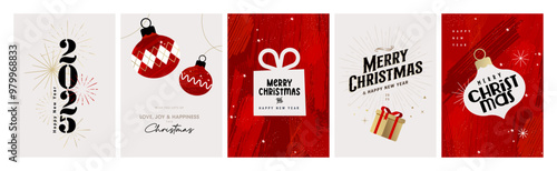 Merry Christmas and Happy New Year. Vector illustration for greeting card, party invitation card, website banner, social media banner, marketing material.