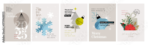 Christmas and New Year Greeting Cards. Vector illustration concepts for background, greeting card, party invitation card, website banner, social media banner, marketing material.