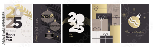Set of Christmas and New Year Cards. Vector illustration concepts for graphic and web design, social media banner, marketing material.